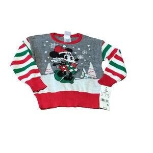 Disney Girls Minnie Mouse Sweater 18 Month Christmas Holiday Red White Baby NWT
